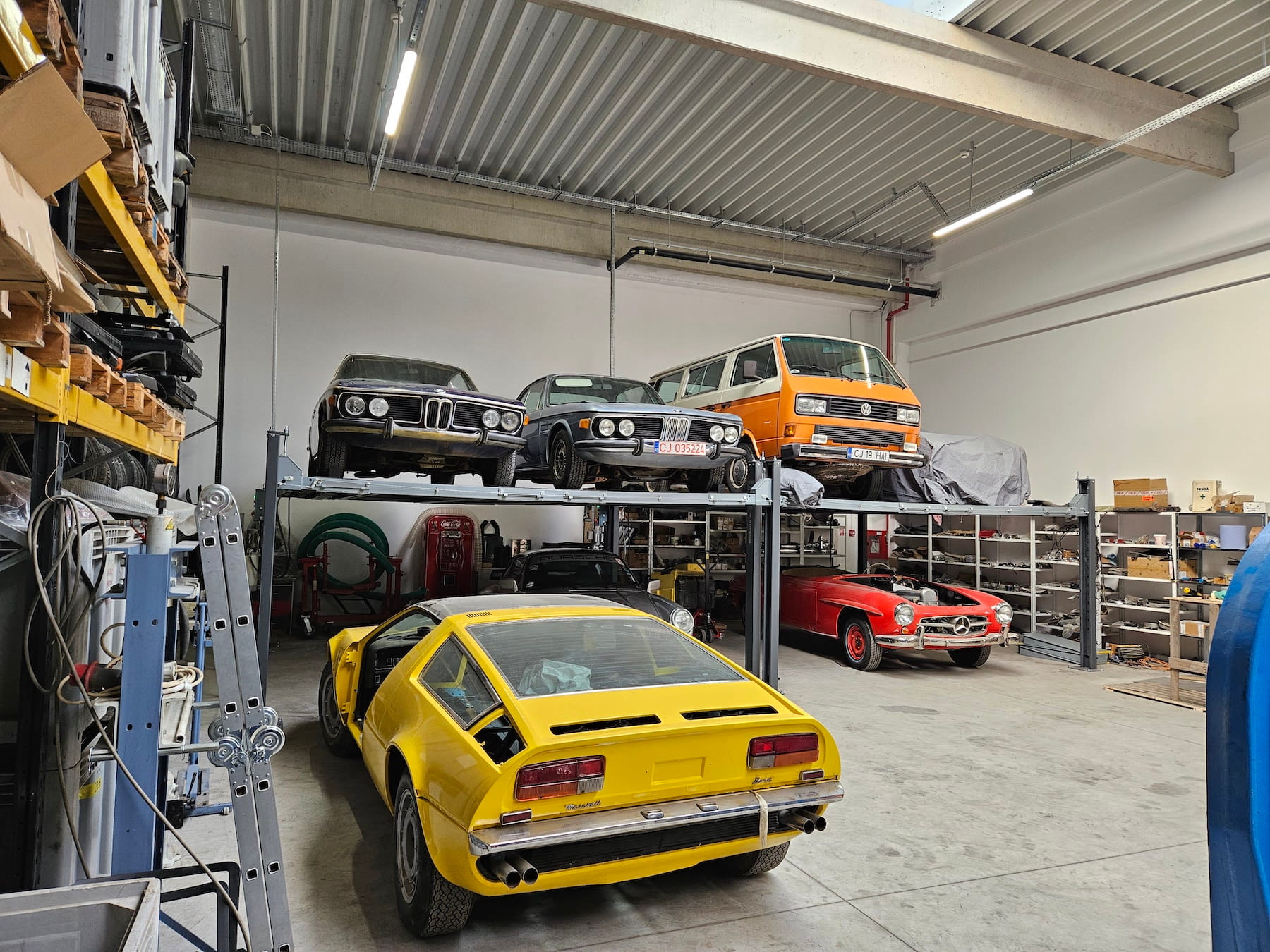 Classic cars stored inside Silis Garage